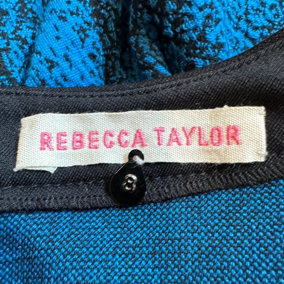 Rebecca Taylor Dress Fit & Flare Blue Black Python Snake Sleeveless Knit Sz 8 - Picture 2 of 11
